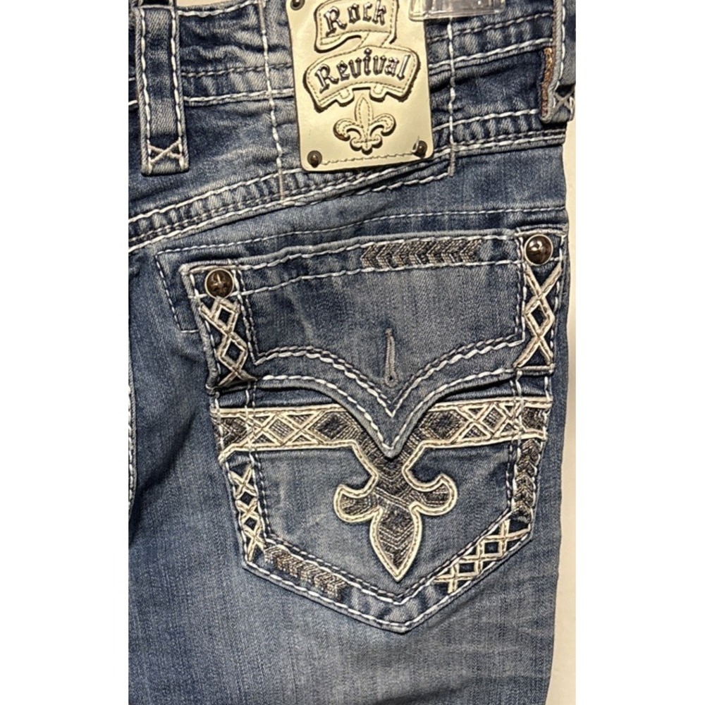 Rock Revival jeams Men's 34 bridge Bootcut Medium Embroidered thick stitch